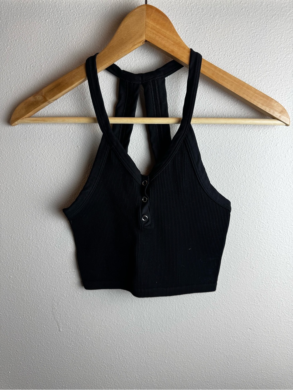 Free People Movement Ribbed Halter Crop Tank Top - Black